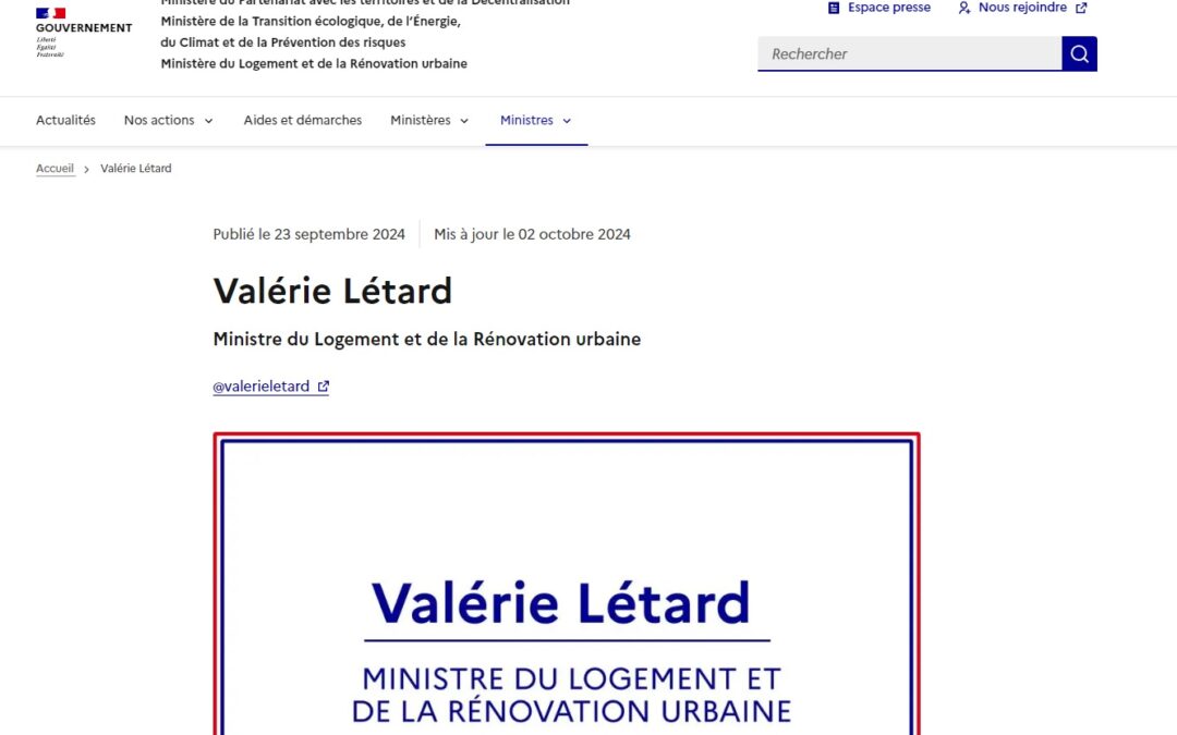 valerie letard ministre du logement et de la renovation urbaine